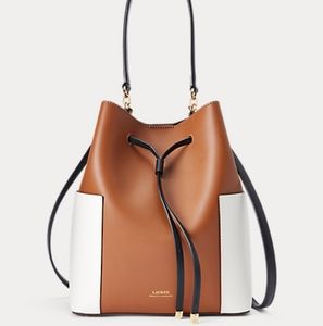 Ralph Lauren Debbie leather Drawstring bucket tricolor bag